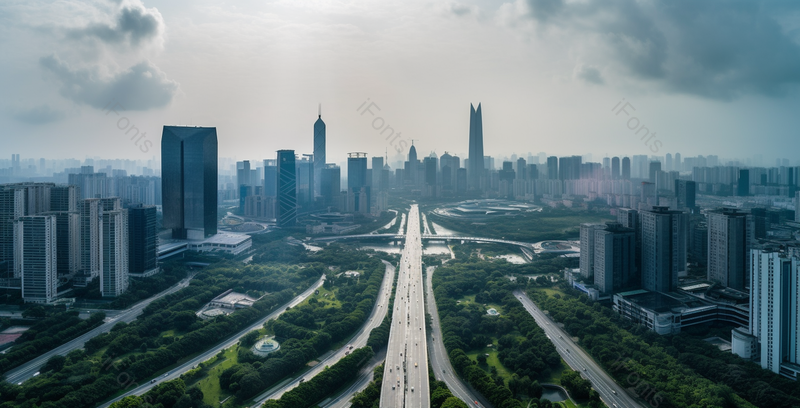阴天繁华城市高楼大厦建筑风景,高清,摄影图,摄影图片,图片大全,摄影图免费下载